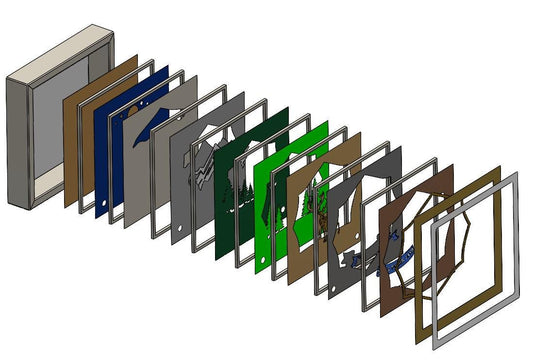 3D Deer Shadow Box SVG | 11-Layer Forest Stag Light Box Template | Cricut Papercut Files | DIY Frame & Spacer Pattern Included | 8x8 Inch