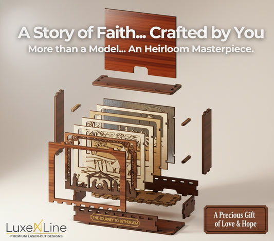 6-Layer Nativity Shadow Box SVG File, The Journey to Bethlehem, 3D Laser Cut Christmas Decor, Light Box SVG, Laser Ready Digital File