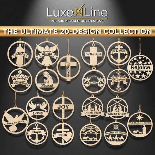20 Christian Christmas Ornament SVG Bundle | Nativity Jesus Cross Dove Baubles | Religious Laser Cut Files |Glowforge Cricut CNC Wood Slices